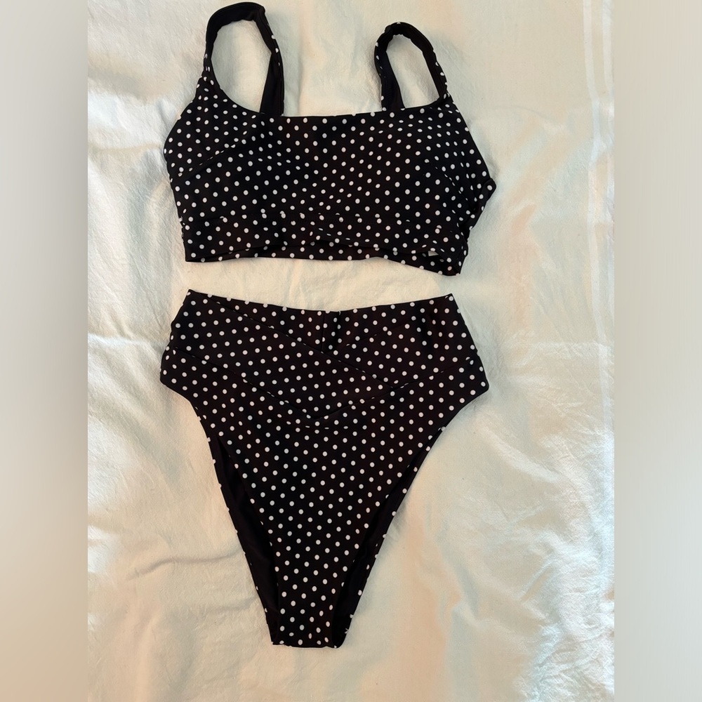 ✨NEW✨Aerie  two piece bathing suit. Black and white polka dots. New with tags.
